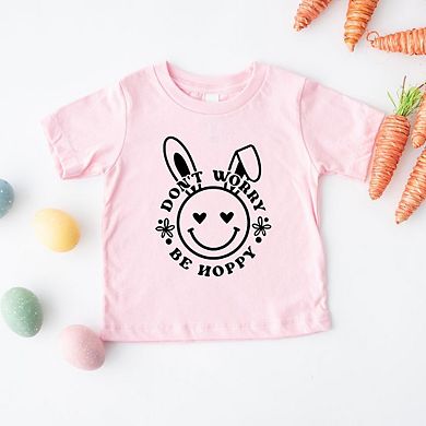 Don't Worry Be Hoppy Smiley Bunny Youth Short Sleeve Graphic Tee