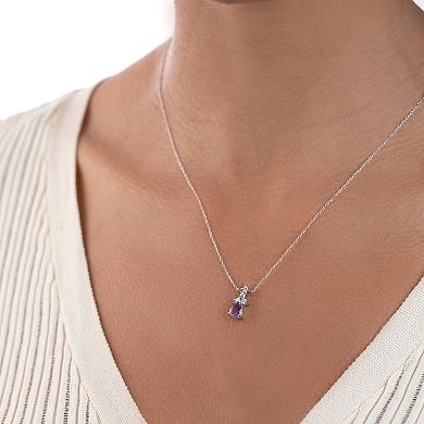 Gemistry Sterling Silver Stone & Cubic Zirconia Pear Pendant Necklace