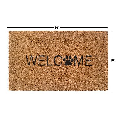 RugSmith "Welcome" Paw Print Coir Doormat