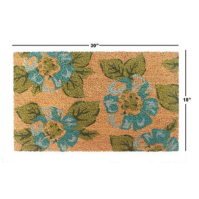 RugSmith Blue Floral Doormat
