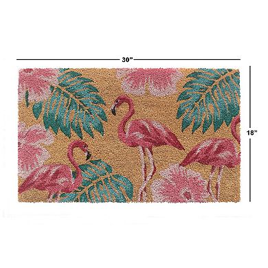 RugSmith Tres Flamingo and Ferns Doormat