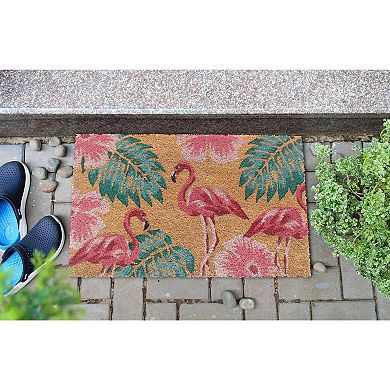 RugSmith Tres Flamingo and Ferns Doormat