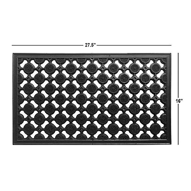 RugSmith Basic Geometric Lattice Rubber Doormat