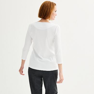 Women's Croft & Barrow® 2-Pack 3/4 Sleeve Bateau Tops