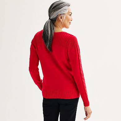 Women's Croft & Barrow Rib Yoke Cable Pullover