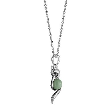 Dynasty Jade Sterling Silver Genuine Jade & Lab-Created White Sapphire Fox Pendant Necklace
