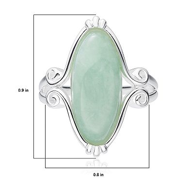 Dynasty Jade Sterling Silver Jade Marquise Swirl Ring