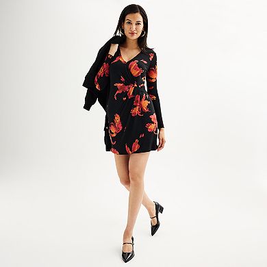 Women's Nine West Long Sleeve Wrap Dress