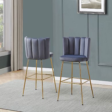 Best Master Furniture Elegante Velvet Fabric Bar Stools (Set of 2)