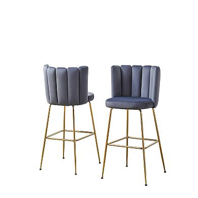 Best Master Furniture Elegante Velvet Fabric Bar Stools (Set of 2)