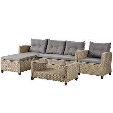 5-piece Aluminum Outdoor Patio Furniture Set，modern Garden Sectional Sofa Set