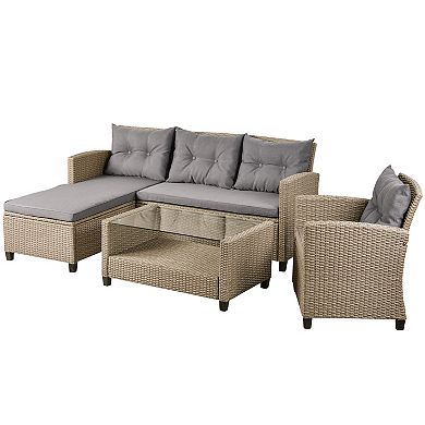 5-piece Aluminum Outdoor Patio Furniture Set，modern Garden Sectional Sofa Set