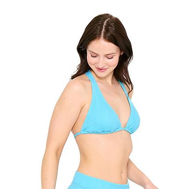 Juniors' Ninety-Nine?? Spaced Crinkle Adjustable Halter Swim Top