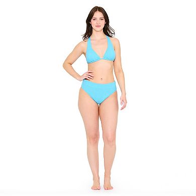 Juniors' Ninety-Nine?? Spaced Crinkle Adjustable Halter Swim Top