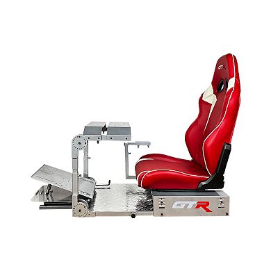 Gtr Simulator Gta-pro Racing Simulator Cockpit Silver Home Workstation With Adjustable Racing Seat
