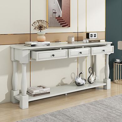Merax 63" Long Console Table With Drawers And Shelf For Entryway
