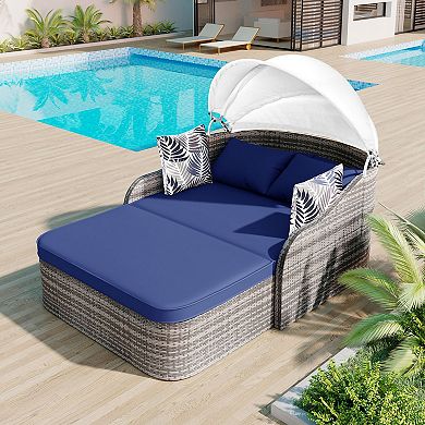 Merax Outdoor Sunbed With Adjustable Canopy