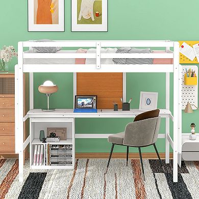 Merax Loft Bed with Desk and Writing Board