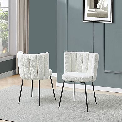 Best Master Furniture Elegante Boucle Fabric Dining Chairs (Set of 2)