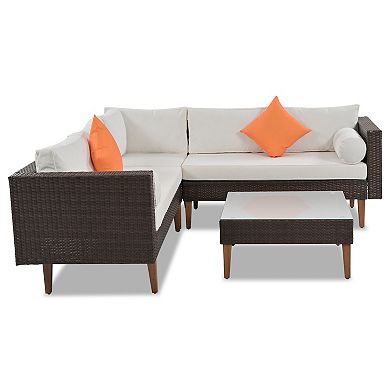 4-pieces Outdoor Wicker Sofa Set, Patio Furniture