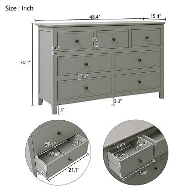 Merax 7 Drawers Solid Wood Dresser