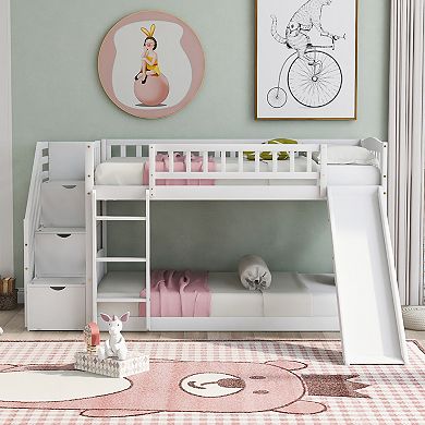 Merax Stairway Bunk Bed with Two Drawers and Slide