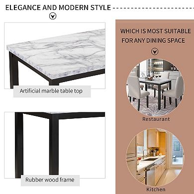 Merax Faux Marble 5-piece Dining Set Table