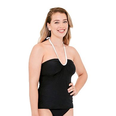 Women's Freshwater Sweetheart Halter String Shirred Tankini Swim Top