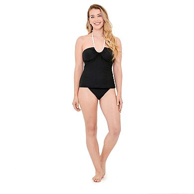 Women's Freshwater Sweetheart Halter String Shirred Tankini Swim Top