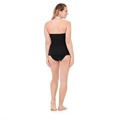 Women's Freshwater Sweetheart Halter String Shirred Tankini Swim Top