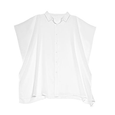 Women's Freshwater Tie Front Semi-Sheer Drapey Swim Cover Shirt