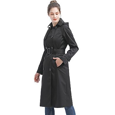 Plus Size Bgsd Three-quarter Lenght Waterproof Hooded Trench Coat