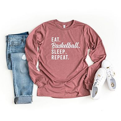 Eat Basketball Sleep Repeat Long Sleeve Graphic Tee