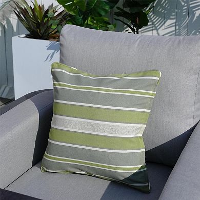 16.54" Set Of 2 Square Polyester Pillow In Geometric Heathered Stripe/trellis Lantern Patterned