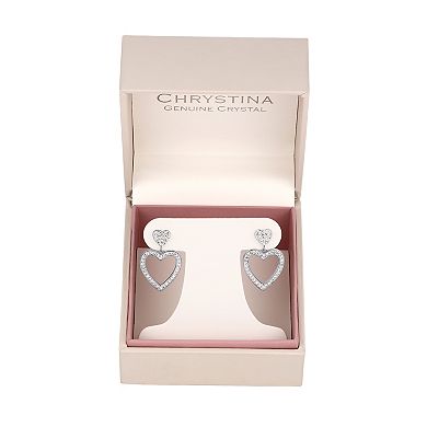 Chrystina Crystal Double Heart Dangle Earrings