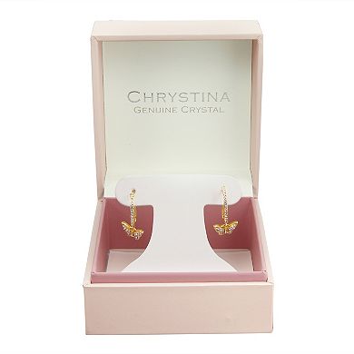 Chrystina Crystal Butterfly Charm Hoop Earrings