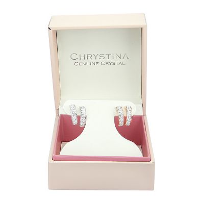 Chrystina 2-Pair Crystal Two-Tone Post Hoop Earring Set
