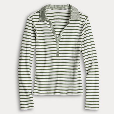 Women's Sonoma Goods For Life?? Stripe Mix Long Sleeve Collared Shirt