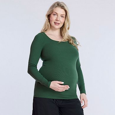 Maternity Motherhood?? Square Neck Long Sleeve Tee