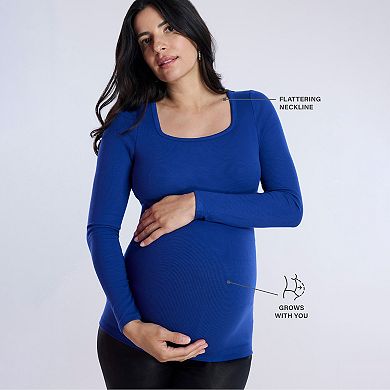 Maternity Motherhood?? Square Neck Long Sleeve Tee