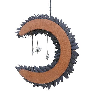 Celebrate Together??? Halloween Wood Curl Moon & Stars Artificial Wreath