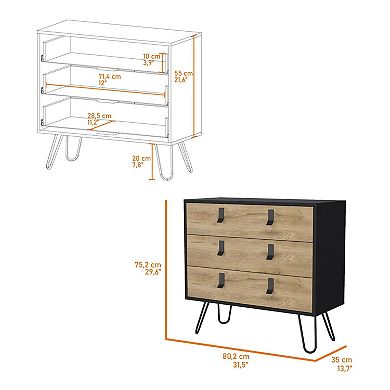 Kimball Hairpin Legs Dresser With 3-drawers And Modern Design