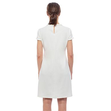 Women's Isaac Mizrahi Short Sleeve Gray Trim 2-Pocket Dress