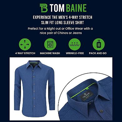 Tom Baine Slim Fit Performance Long Sleeve Soild Button Down