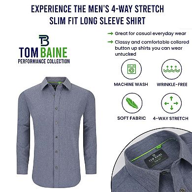 Tom Baine Slim Fit Performance Long Sleeve Soild Button Down