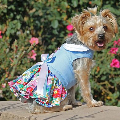 Doggie Design Blue And White Pastel Pearls Floral Dress