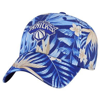 Men's '47 Blue New York Knicks Tropicalia Floral Clean Up Adjustable Hat