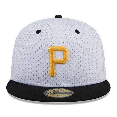 Men's New Era White Pittsburgh Pirates Throwback Mesh 59FIFTY Fitted Hat