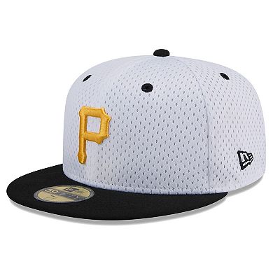 Men's New Era White Pittsburgh Pirates Throwback Mesh 59FIFTY Fitted Hat