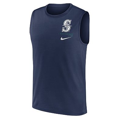 Men's Nike Navy Seattle Mariners Large Logo Muscle Tank Top